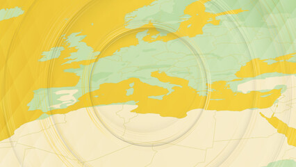 Abstract Map of Vatican City and Surrounding Regions with Circular Patterns.