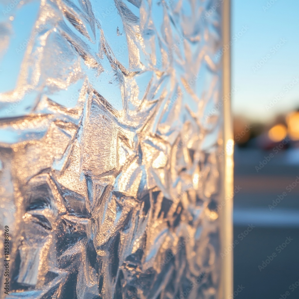 Poster minimalist winter aesthetic intricate ice crystal patterns high-res visual for climate response cont