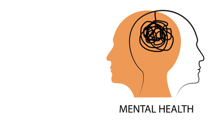 Mental health and problems with memory. Different thinking, rational and irrational thinking concept.