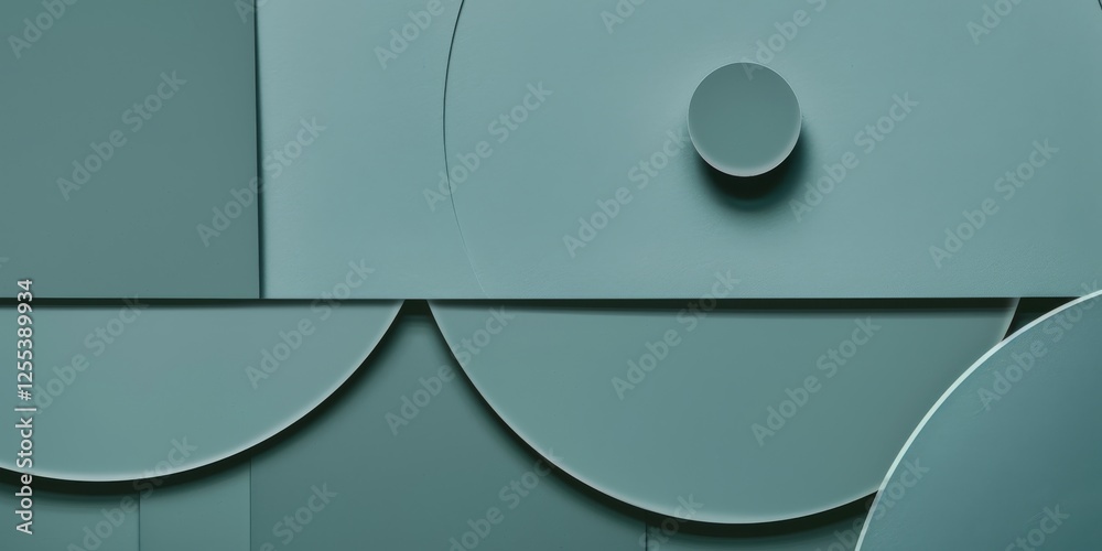 Aufkleber a sleek minimalist graphic featuring a muted teal background, abstract shapes and minimalist element