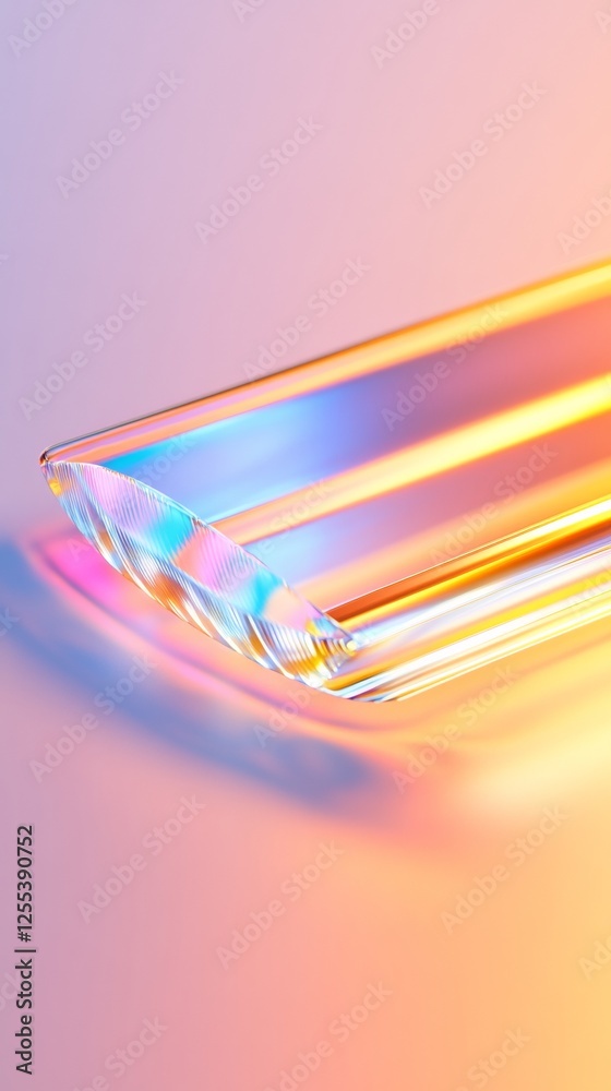 Poster holographic glass shelving minimalist prism display for modern retail - trendy visual content and te