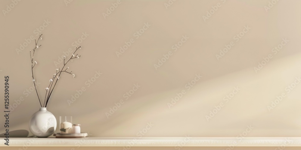Aufkleber A sleek minimalist layout with a light taupe background, Clean shapes and minimal detailing, Modern minimalist style