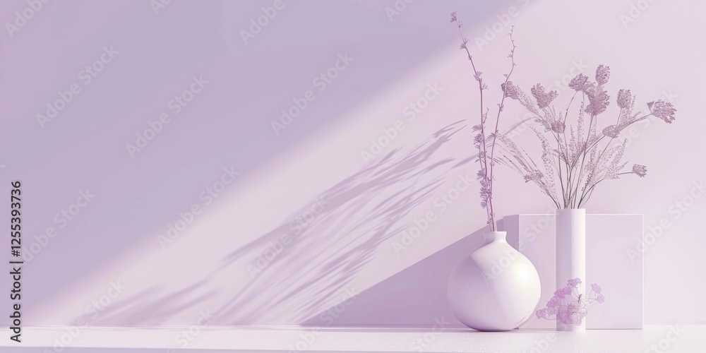 Poster a sophisticated minimalist background with a pale lavender grey, abstract elements and clean lines, 