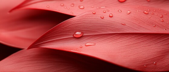 Obraz premium Eco-Aesthetic Vibrant Red Leaf with Water Droplets - Elevating Environmental Content for Green Marketing and Sustainability Messaging