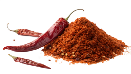 pile of chili powder isolated on white background
