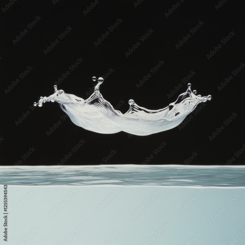 Aufkleber Modern Fluid Dynamics Visual Water Droplet Collision Patterns Showcased in High-Tech Studio - Enhancing Scientific Marketing and Education in Physics and Engineering