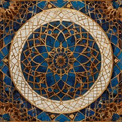 intricate star design, blue and brown color scheme, gold outlines,intricate, star design, blue, brown, gold outlines, geometric, symmetrical, detailed, ornate, decorative, celestial, elegant, pattern,