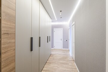 standard room interior apartment. room doors, renovation corridor lobby entrance hall