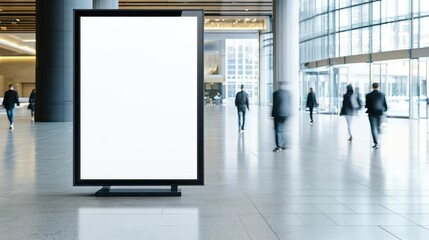 Blank Billboard In Modern City Lobby