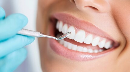 Elevated Oral Care Examination Coily-Haired Black Woman and Asian Dentist in Harmonious Blue and White Clinic Promoting Dental Hygiene and Health Awareness