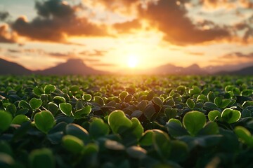 Celebrate st patricks day with nature's beauty at sunrise over lush green fields