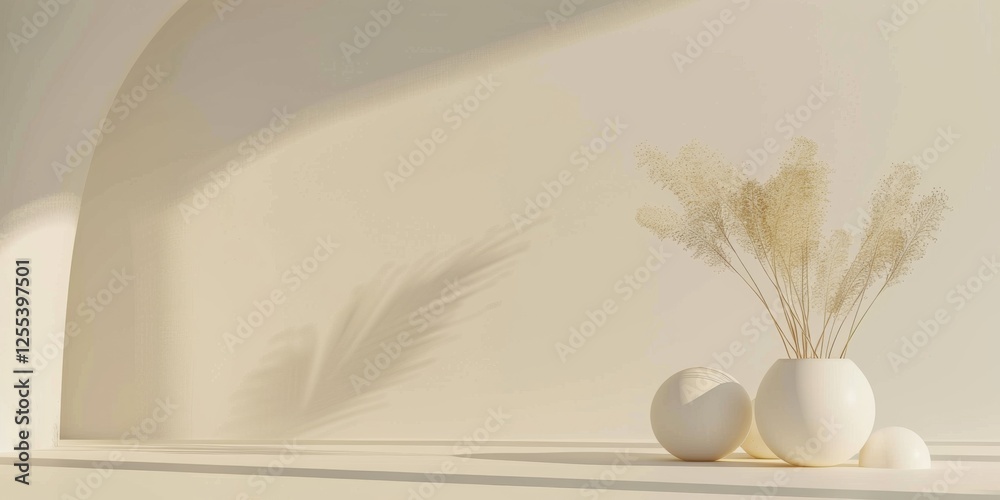 Poster a sophisticated minimalist design with an off-white background, subtle abstract shapes and smooth te