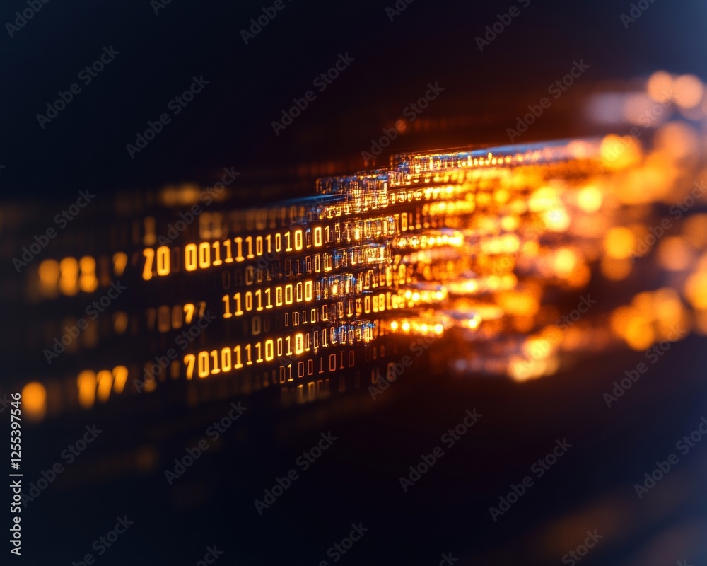 Poster Futuristic Coding Display with Luminous Data Streams - Advanced Software Interface and Programming Visualization for Tech-driven Business Innovation
