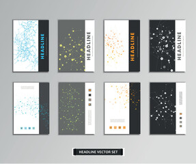 Set of vector artwork with molecular background