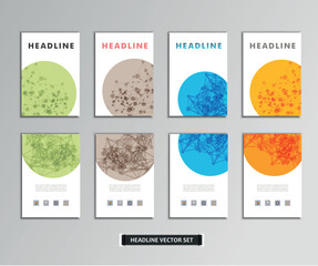 Set of vector artwork with molecular background