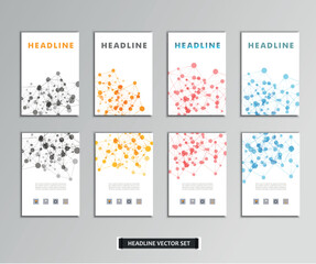 Set of vector artwork with molecular background