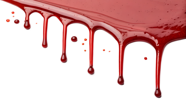 red blood dripping on white background
