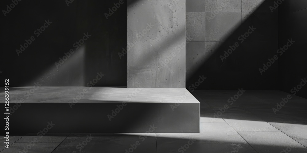 Poster A sophisticated minimalist scene with a muted charcoal grey, Sparse geometric elements and soft gradients, Minimalist editorial style