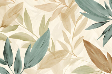 Fototapeta premium Walnut Leaf Watercolor Vector Seamless Pattern 