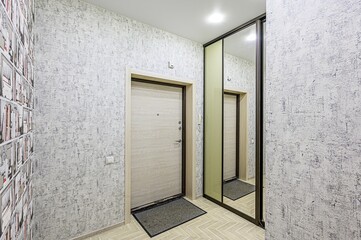 standard room interior apartment. room doors, renovation corridor lobby entrance hall