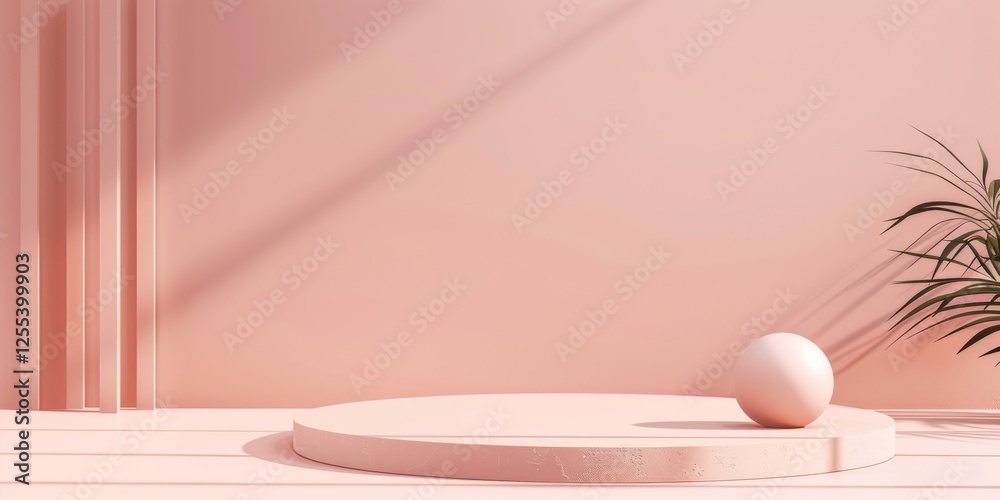 Aufkleber A sophisticated minimalist scene with a muted peach background, Sparse geometric elements and soft gradients, Minimalist editorial style