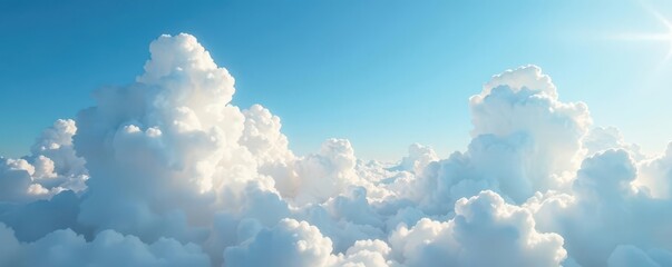 Soft cumulus clouds drift lazily across cerulean skies, soft, serene, heaven
