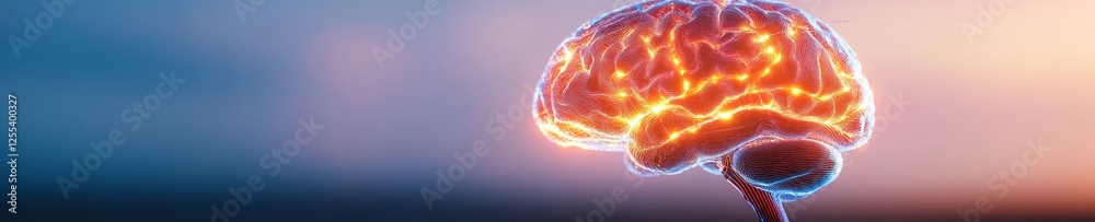 Aufkleber Neon Digital Brain in Virtual Realm Synaptic Network and Energy Pulses - AI Cognitive Computing Visual for Tech Marketing and Neuroscience Innovation Display