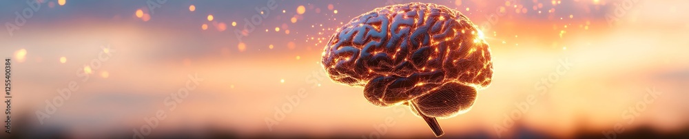 Aufkleber Futuristic Neural Interface Digital Brain with Energy Pathways in Virtual Space Enhancing AI Solutions and Cognitive Computing for Tech Innovation