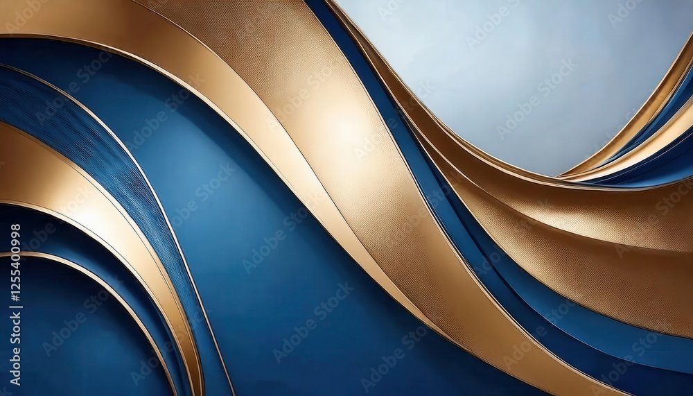 Poster luxury blue and gold abstract background with metallic textures and diagonal lines for premium design and branding use

