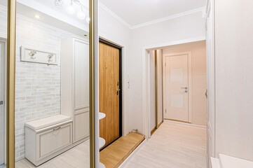 standard room interior apartment. room doors, renovation corridor lobby entrance hall