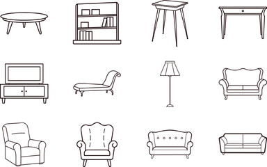 Furniture Icons Set Vector Illustration On An Isolated White Background