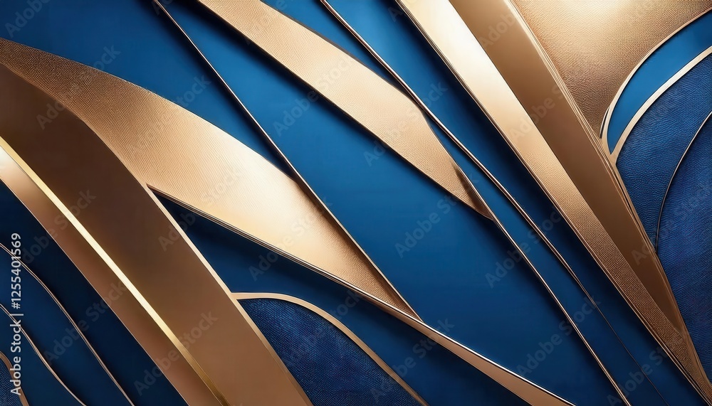 Poster luxury blue and gold abstract background with metallic textures and diagonal lines for premium design and branding use

