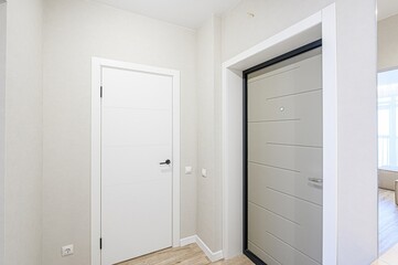 standard room interior apartment. room doors, renovation corridor lobby entrance hall