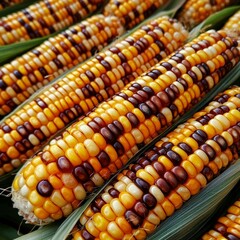 Close-up of Multicolored Ears of Corn