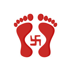 Goddess Laxmi Footprint, Diwali, Hindu, Indian Symbol Illustration