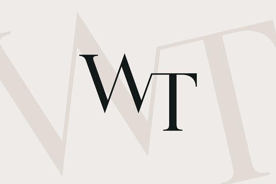 WT or TW letter logo icon design. Classic style luxury initials monogram.