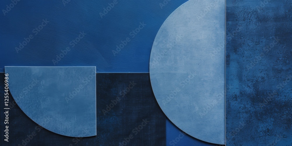 Poster an abstract minimalist artwork against a deep indigo backdrop, geometric shapes and negative space, 