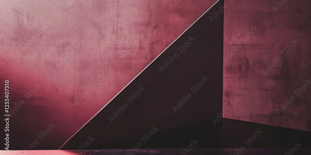 Poster an abstract minimalist artwork against a deep maroon background, geometric shapes and negative space