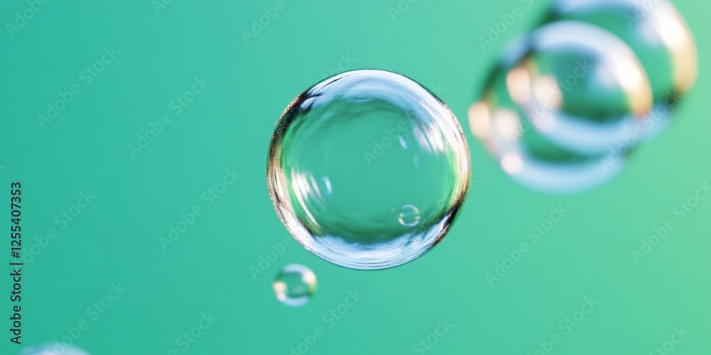 Leinwandbilder futuristic scientific workspace transparent bubbles in lab setting with green gradient - innovation 