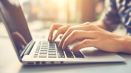 Recruiter Typing on a Laptop in an Office