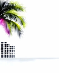 Abstract art palm frond in a clean modern interior. Ideal for background, design element, backdrop, and digital presentations