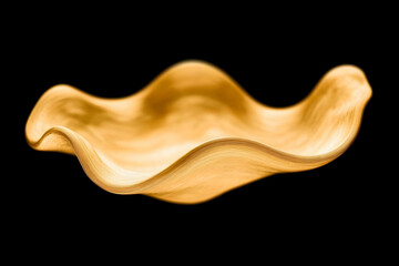 Fototapeta premium Abstract organic golden bowl on black. Use for artistic decor elements, minimalist design themes