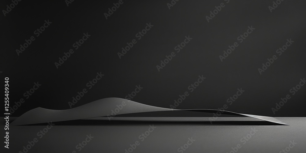 Poster an abstract minimalist artwork against a pure black background, geometric forms and textures in a st