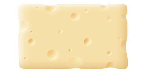 A piece of swiss cheese cross section texture isolated on white background graphic illustration.