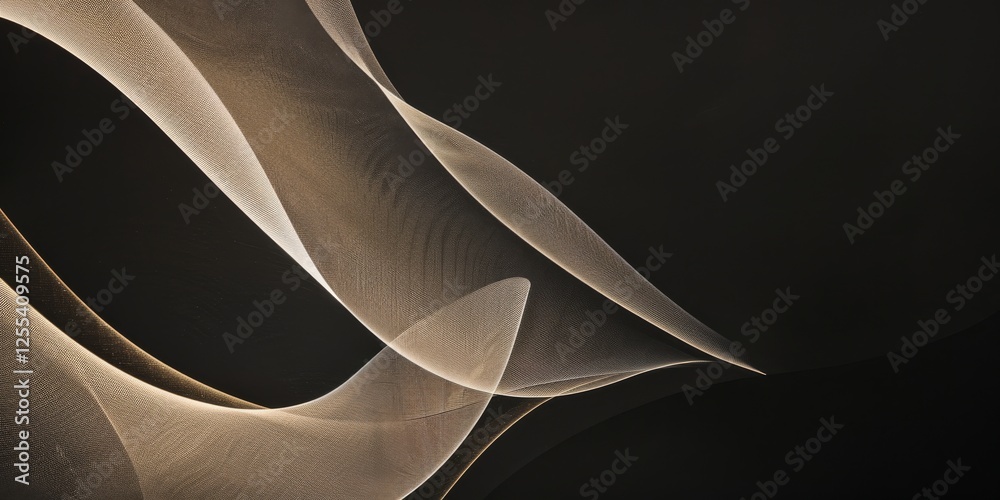 Poster an abstract minimalist artwork against a pure black background, geometric forms and textures in a st
