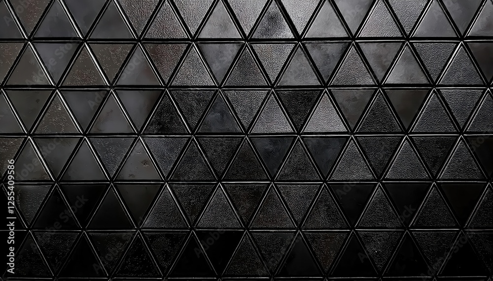 Poster black triangular tile texture with geometric pattern for modern wall design and industrial minimalist background
