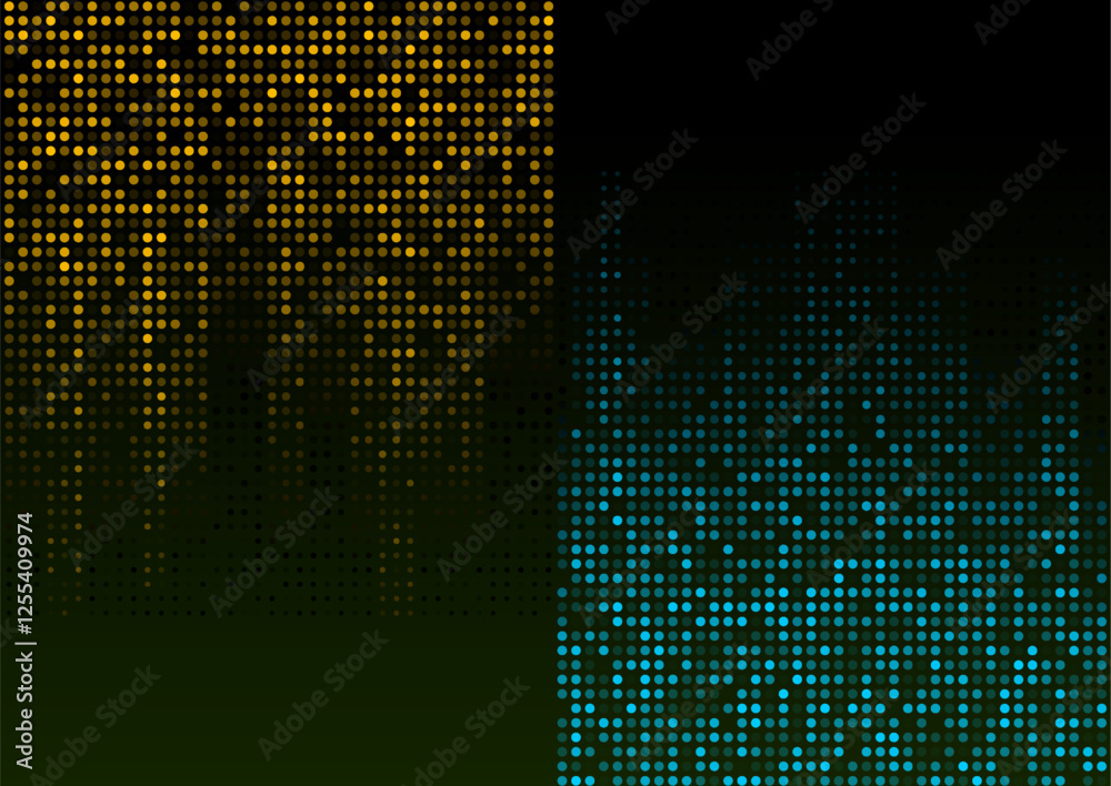 Poster blue orange shiny sparkling halftone dots abstract futuristic background. geometric concept vector d
