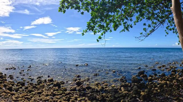 View of ocean tropical paradise from beach restaurant asia Philippines camiguin 