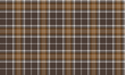 Seamless plaid pattern in warm tones of brown, yellow, white, designed to be used in clothes, skirts, pants, adding a touch of classic and unique style.