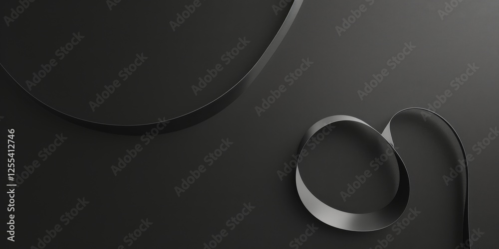 Poster An abstract minimalist artwork with a pure black background, Abstract forms and textures in a minimalist arrangement, Contemporary minimalist style